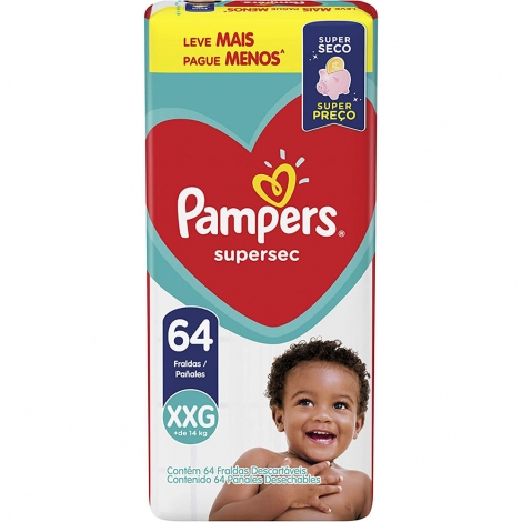 Fralda Pampers Supersec Jumbo Xxg 64 Un