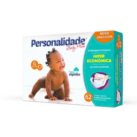 Fralda Personalidade Baby Plus G 62 unidades