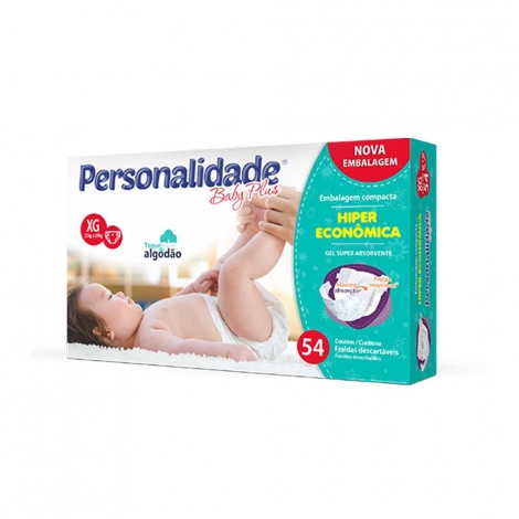 Fralda Personalidade Hiper Baby Plus Tamanho Extra Grande 54 Unidades