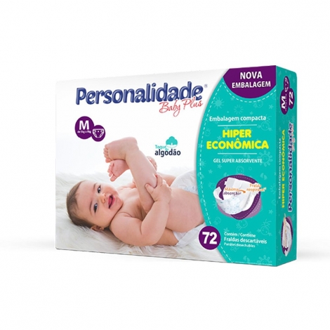 Fralda Personalidade Baby Plus M 72 unidades